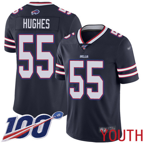 Youth Buffalo Bills #55 Jerry Hughes Limited Navy Blue Inverted Legend 100th Season NFL Jersey->youth nfl jersey->Youth Jersey